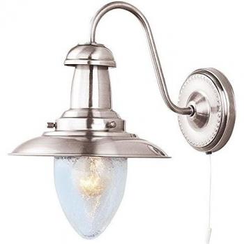 Fisherman's Cove 1-Light Wall Sconce with Seeded Glass and Brass Accents, Satin Silver Finish