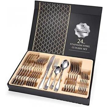 24 Piece Premium Stainless Steel Cutlery Set with Presentation Box