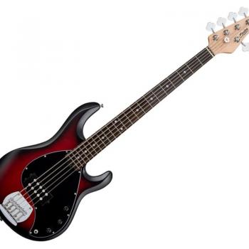 Sterling Stingray RAY5 M/R Ruby Red Burst Satin Electric Bass Guitar