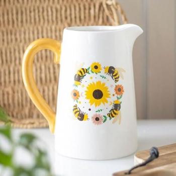 Summer Bee Sunflower Ceramic Planter