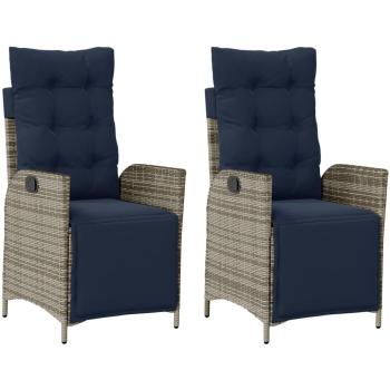VidaXL Grey Rattan Reclining Patio Chair with Steel Frame