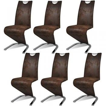 Juego de 6 sillas de comedor, basculantes, color marrón