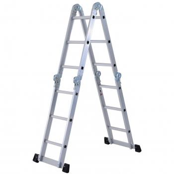3.7m HomeCom Aluminum Folding Ladder – 12 Steps, 4 Section Design