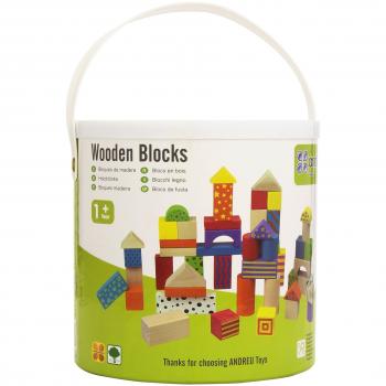 Juego de Construcción Bloques de Madera 50 Piezas Ambitoys