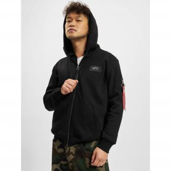 Kapuzensweatjacke ALPHA INDUSTRIES Back Print Zip Hoody Gr. XXL, schwarz, Herren
