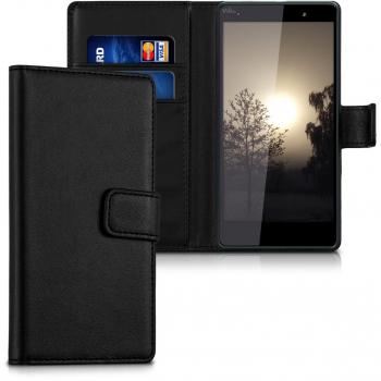Cover Wallet in Tessuto Morbido per Wiko Fever 4G, Nero