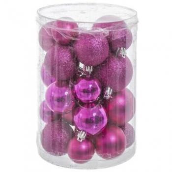 Juego de 27 Bolas Navideñas Rosa Brillante Lola