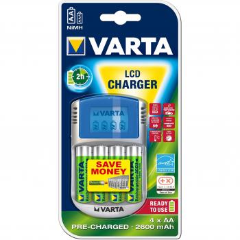 Varta Ladegerät Power LCD Charger inkl. 4 x AA 2600 mAh Akkus