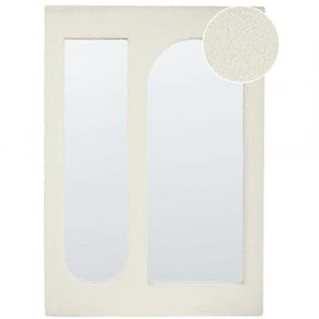 Espejo decorativo colgante 70 x 100 cm marco MDF tejido bouclé blanco crema