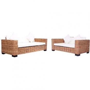 VidaXL Set di Divani da Giardino 2 pz con Cuscini in Rattan