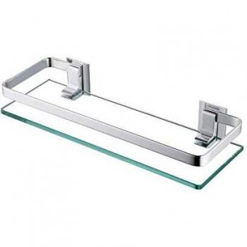 KES Aluminum Bathroom Glass Shelf Tempered Rectangular 1 Tier Silver