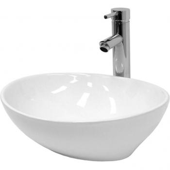 Vasque à Poser Lavabo Ovale Luxebath 410x330x142 mm Céramique Blanc avec Garniture Vidage Universelle