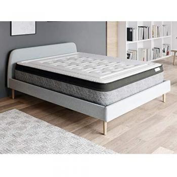 Confort Royal 140x190 – Lit Gris Clair, Sommier Latté, Matelas Mémoire HD