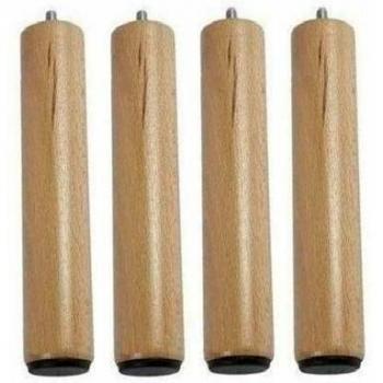 Pieds en bois Lot de 4 35 cm Naturel Fixation Standard