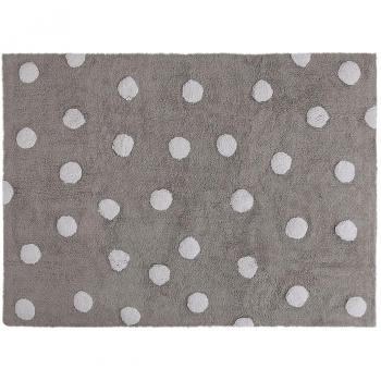 Tapis en Coton Gris avec Pois Blancs 120x160 cm