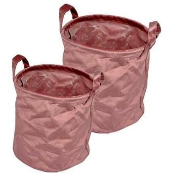 Velours rose uni : 2 paniers ronds de grande taille assortie