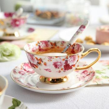 Gardenia Grace Ceramic Milk Mug Set with Saucer