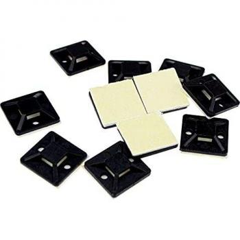 Self Adhesive Cable Tie Mounts 20mm x 20mm Black [10 Pack]
