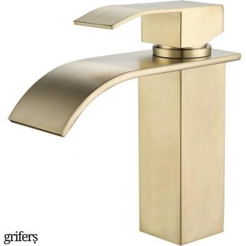 Grifo Cascada Oro Cepillado – Lavabo Caño Bajo Fontea Basis Auri Grifers