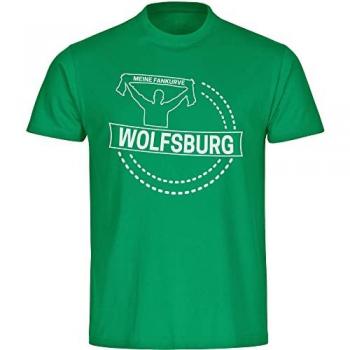 Herren T-Shirt Wolfsburg Meine Fankurve Druck weiß XXL grün