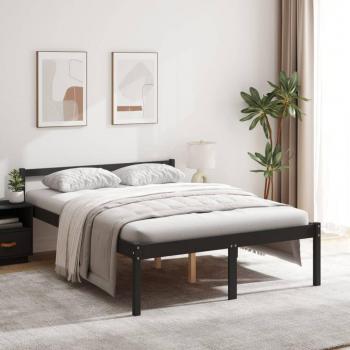 Mueble cama doble para mayores con diseño pino negro 135x190