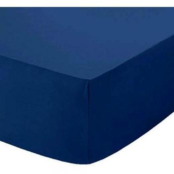 AmigoZone Non Iron Pollycotton Percal Quality Mid Blue Fitted Sheet