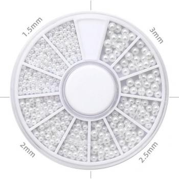 HNUIX 3D Nail Beads Half Pearls for Manicure
