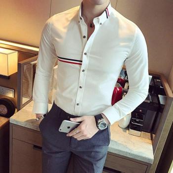 Chemise à manches longues pour homme slim grande taille S-3XL printemps
