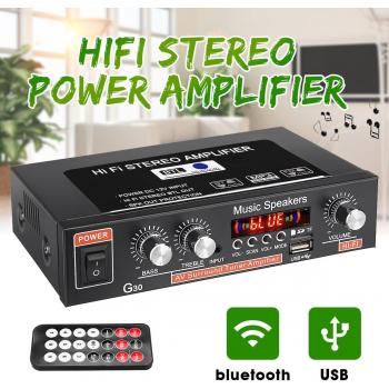 Amplificador 2‑Canal HiFi con Subwoofer y Bluetooth