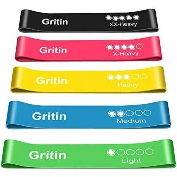 Gritin Resistance Bands Set Of 5 Skin Friendly Resistance Fitness Exercise Loop