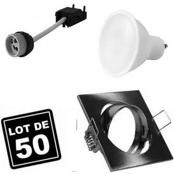 EUROPALAMP 50‑spots en aluminium brossé – LED 5W GU10, Température 2700 K (Blanc chaud)