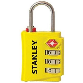 STANLEY TravelMax TSA Zahlenschloss – 3‑stelliger gelber Sicherungsmechanismus, 30 mm (S742‑056)
