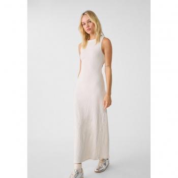Vanilla Stradivarius Cut-out Midi Dress