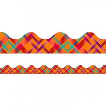 Eureka Plaid Strip Décor Set – 12 Pieces (2.25″ × 37″)