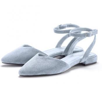 LASCANA Damen Sandale blau Riemchenballerina Slipper Gr. 41 VEGAN