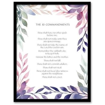 Artery8 Violet Exodus 10 Commandments Faith Bible Quote – Purple A4 Wall Art