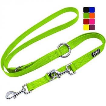 Nylon-Hundeleine DDOXX – 3‑fach verstellbare Doppel-Leine, 2 m