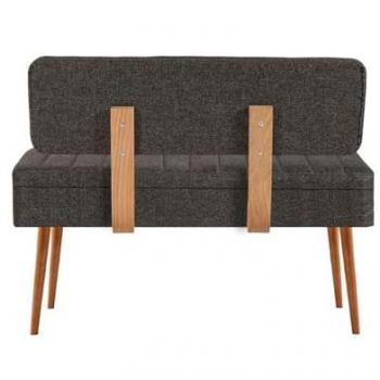 Molva Banc coffre, capitonné, 105 cm de long, bois clair, tissu anthracite