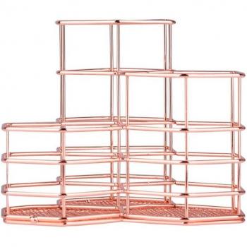 Silver‑Rose Metal Pencil & Pen Organizer
