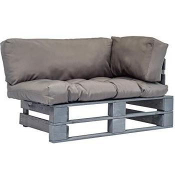 Divano da Giardino in Pallet di Legno con Cuscini Grigi
