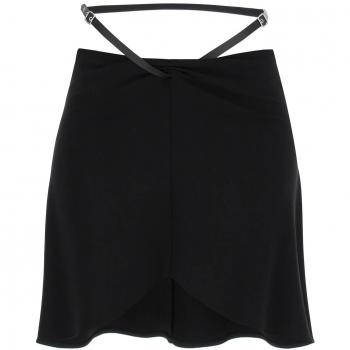 Black Crêpe Jersey Slash Ell Skirt, Size XS