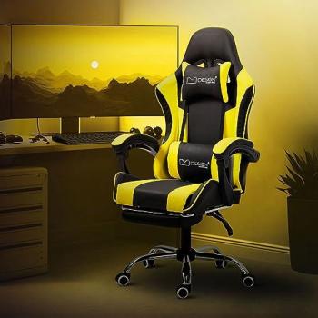 Chaise racing ML-Design, ergonomique, avec fonction massage, noir-jaune