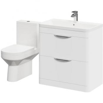 Arendal 800 mm Premium White Vanity Unit (Floor‑Standing, 2 Drawers) with Rimless Toilet