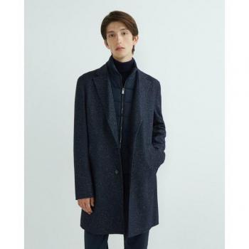 Boss Blue Tweed Slim Fit Coat