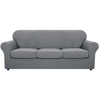 MAXIJIN 4 Piece Sofa Cover Set with Extra Large Couch Covers, Light Grey