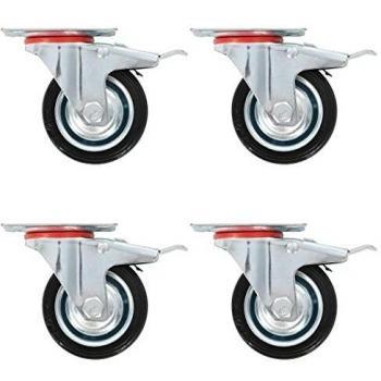 VidaXL Set of 4 Swivel Casters with Double Brake, 75 mm