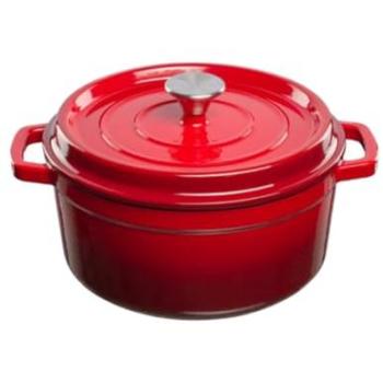 Cassarola Stufato Paella Friggere Arrosto Soffriggere in ghisa smaltata rossa 3,5 L