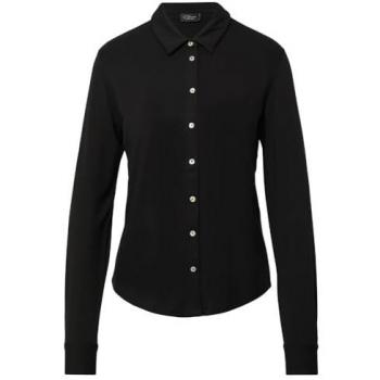S.Oliver BLACK LABEL Langarmbluse – Jersey mit Perlmuttknöpfen