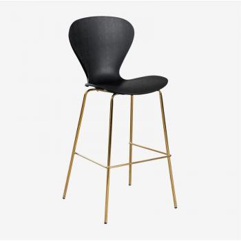 Tabouret Chic Alto Noir avec Accents Dorés