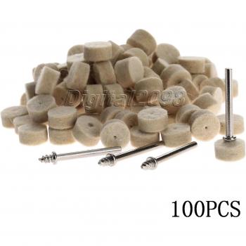 Yetaha 100 pcs Felt Wool Polishing Buffing Round Wheels with 4 pcs Shanks for DREMEL Tools